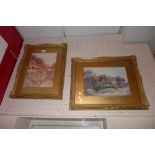 A pair of Leyton Forbes watercolours, one study of cottage the other of a flowering garden both