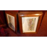 A set of six hunting prints glazed and in maple frames