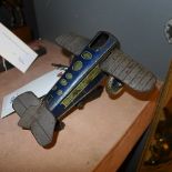 A C20th Germany tin plate model aeroplane by Gunthermann