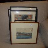 A collection of Japanese woodblock prints framed and glazed