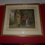 A J.H. Barnes watercolour of fairground in gilt frame