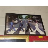 A framed print of the Beatles crossing Abbey Road
