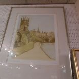 A glazed and framed Richard Beer etching
