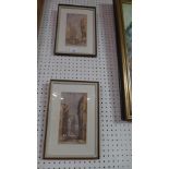 A pair of Continental watercolour street scene studies glazed and framed