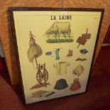 A 1940's French school poster from the School Museum, Paris, 'La Laine' (Wool Production and