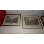 A pair of C19th coloured prints of Southampton High Street glazed and in ebonised and gilt frames