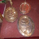 Three silver plated meat serving dishes