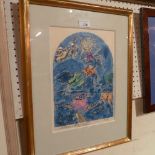 A glazed and framed limited edition Marc Chagall lithograph signed and numbered in pencil
