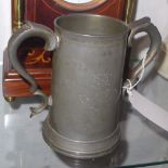 A Victorian pewter rowing trophy from Emmanuel College, dated 1880, marked Munsey, Cambridge, with a