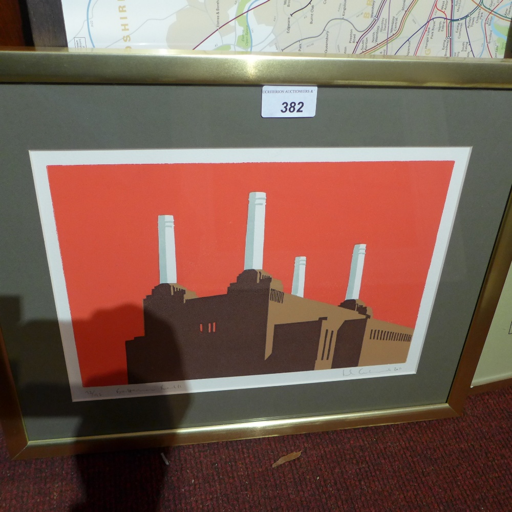 A Limited edition lithograph of Battersea Power Station 'Battersea Red II' 92/95 signed