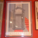 A Perry King framed print 'L'ascenseur'