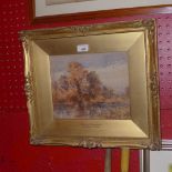 A landscape watercolour with windmill entitled 'Autumn Warwichshire', signed John Keeley, R.B.S.A in