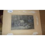 A C19th unframed watercolour heightened in white of a carriage accident by Charles Cooper
