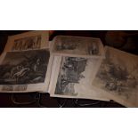 A collection of 19th Century etchings and lithographs including works by William Hogarth, John