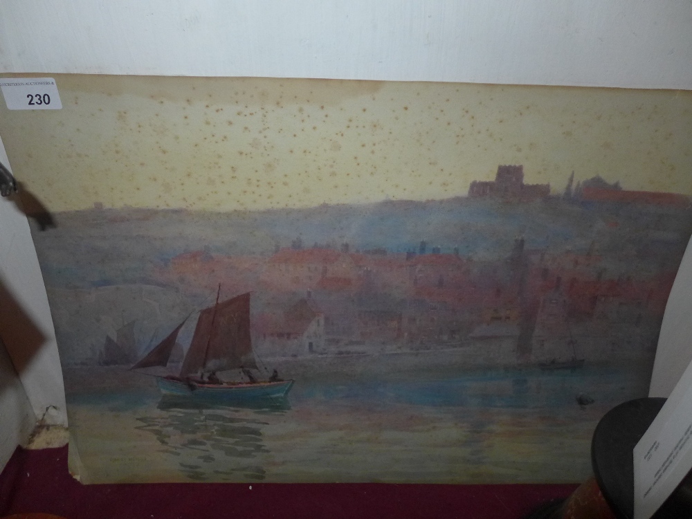 An unframed early C20th watercolour harbour scene by Stanley Highbold member of the Cullercoatts