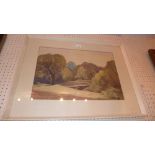 A watercolour landscape by Michael W King glazed and framed