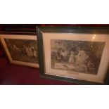 A pair of large Victorian prints glazed and framed