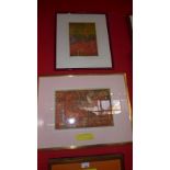 Two abstract etching and aquatints, signed indistinctly
