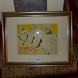 A Toulouse Lautrec print after a lithograph glazed and in silvered frame