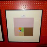 A Concrete Art Movement letter press print by Max Bill glazed and framed abstract study