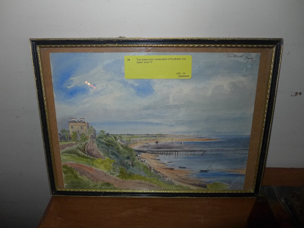 Two watercolour landscapes of Southend, one dated 'June 72'