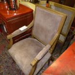 A French style open armchair, stained be