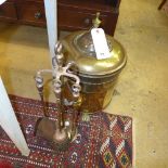 An early C20th brass coal urn and fire i