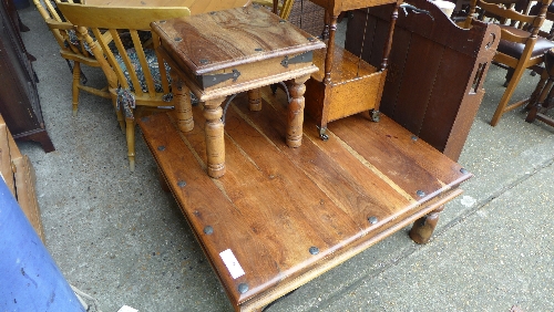 An Indian teak square low table with wro