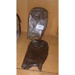 A pair of bronzed owl plaques