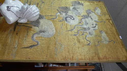 A large Japanese silkwork panel depictin
