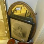 A gilded wall mirror, shooting stick, Newlyn school, style ashtray and others