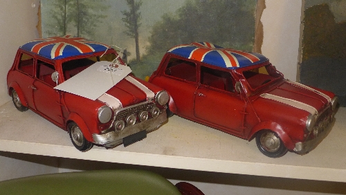 A pair of Mini Cooper union flag cars (a/f)