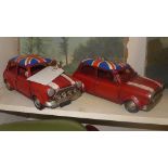 A pair of Mini Cooper union flag cars (a/f)