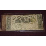 Notaphily -''The State of Georgia'' April 6th 1864 one dollar bank note
