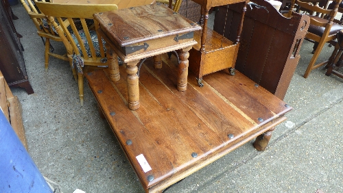 An Indian teak square low table with wro - Bild 2 aus 2
