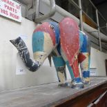 A polychrome painted model elephant
