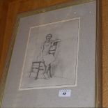 A Julie Miller etching of a seated maide