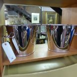 A pair of large silver plated oval champagne buckets