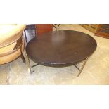A German oval low table raised on brass and polished metal (a/f)