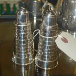 A silver plated salt and pepper set