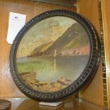 A Watcombe Torquay terracotta plaque with painted coastal scene