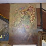 A large oil on canvas regal figure on horseback