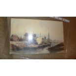 A C19th coloured lithograph estuary scen