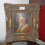 An oil on board of an elderly gentleman