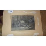 A C19th unframed watercolour heightened