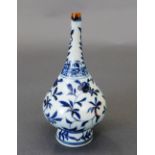 A Chinese blue and white porcelain rose sprinkler, of Islamic design with scrolling leaf decoration.