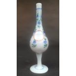 A C19th white opaline glass rose water sprinkler, of typical form, with foliate decoration. (chips