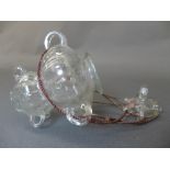 A Venetian glass hanging light of double gourd form with lug loops.