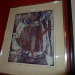 A limited edition woodcut print by Stephen Cahn 'Phoenix Free' signed in pencil
