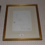 A Marc Chagall lithograph study of a seated elderly man glazed and framed